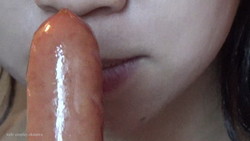 * Super up * [Mouth / Lips / Teeth / Chewing Fetish] Sausage / Blowjob (School swimsuit cosplay)